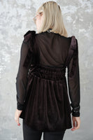 パワーメッシュボトルネックトップス　BLACK