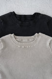 ストーンウォッシュニット トップス　BLACK