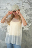チュールレイヤードTシャツ　IVORY