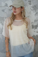 チュールレイヤードTシャツ　IVORY