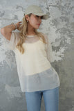 チュールレイヤードTシャツ　IVORY
