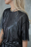 ラメメッシュレイヤードTシャツ　Black