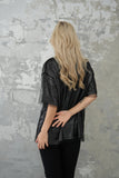 ラメメッシュレイヤードTシャツ　Black