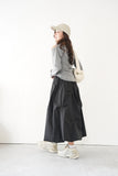 タックデザインスカート　BLACK