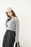リサイクルオープンショルダーTOPS　GRAY