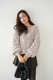 MIXカラーオーバーKNIT TOPS　IVORY