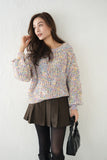 MIXカラーオーバーKNIT TOPS　IVORY