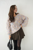 MIXカラーオーバーKNIT TOPS　IVORY