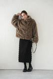 フェイクファーコート　BROWN