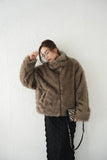 フェイクファーコート　BROWN