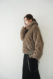 フェイクファーコート　BROWN