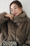 フェイクファーコート　BROWN
