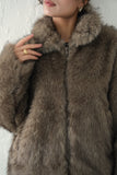 フェイクファーコート　BROWN