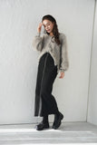 フロントZIPニットスカート Black