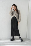 フロントZIPニットスカート Black