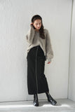 フロントZIPニットスカート Black