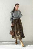 タックデザインスカート　BROWN