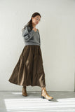 タックデザインスカート　BROWN