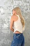脇シャーリングノースリTOPS　WHITE