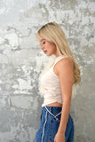 脇シャーリングノースリTOPS　WHITE