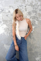 脇シャーリングノースリTOPS　WHITE