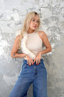 脇シャーリングノースリTOPS　WHITE
