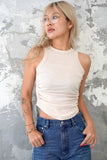 脇シャーリングノースリTOPS　WHITE