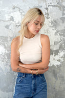 脇シャーリングノースリTOPS　WHITE