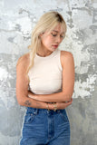 脇シャーリングノースリTOPS　WHITE