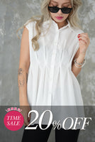【再入荷】ブロードウエストタックノースリーブシャツ　WHITE