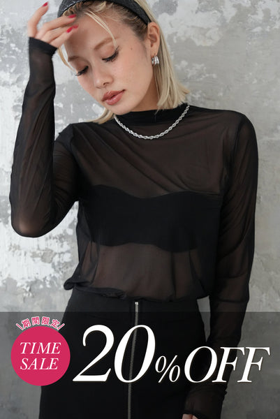 パワーメッシュボトルネックトップス　BLACK