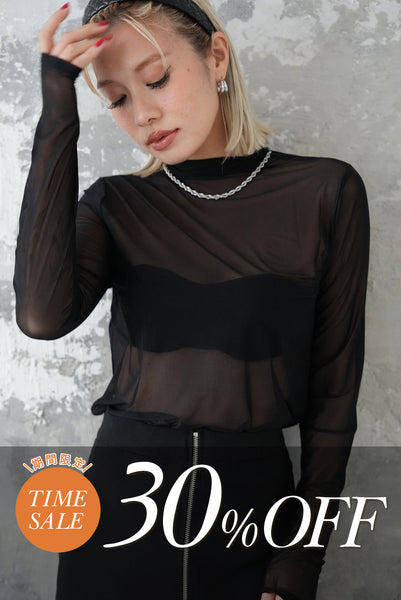 パワーメッシュボトルネックトップス　BLACK