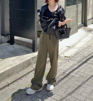 センタープレスワイドパンツ Green