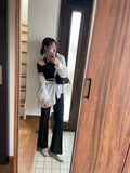 アシンメトリーハーフスリーブTシャツ Black