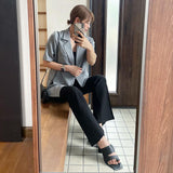 アシンメトリーハーフスリーブTシャツ Black