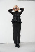 フロントZIPニットスカート Black