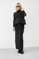 フロントZIPニットスカート Black