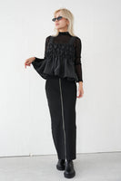 フロントZIPニットスカート Black