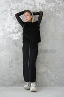 フロントZIPニットスカート Black