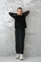フロントZIPニットスカート Black