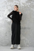 フロントZIPニットスカート Black