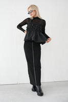 フロントZIPニットスカート Black