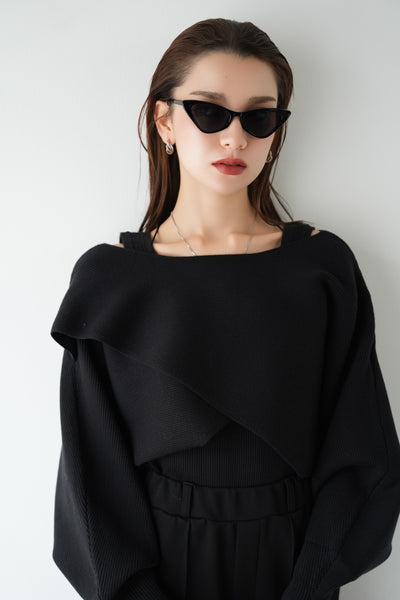 【2点SET】レイヤードニットセット　BLACK
