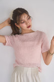 リボンヤーンサマーニットトップス　PINK