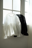 ペプラムギャザーブラウス　WHITE