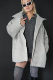 シャギースタンドカラーコート　GRAY