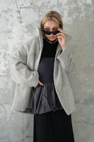 シャギースタンドカラーコート　GRAY