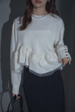 カットジョーゼットフリルトップス　IVORY