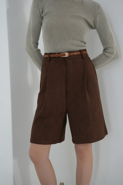 フェイクスエードショートパンツ　BROWN