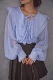 ラッセルカラーセミシアーブラウス　BLUE